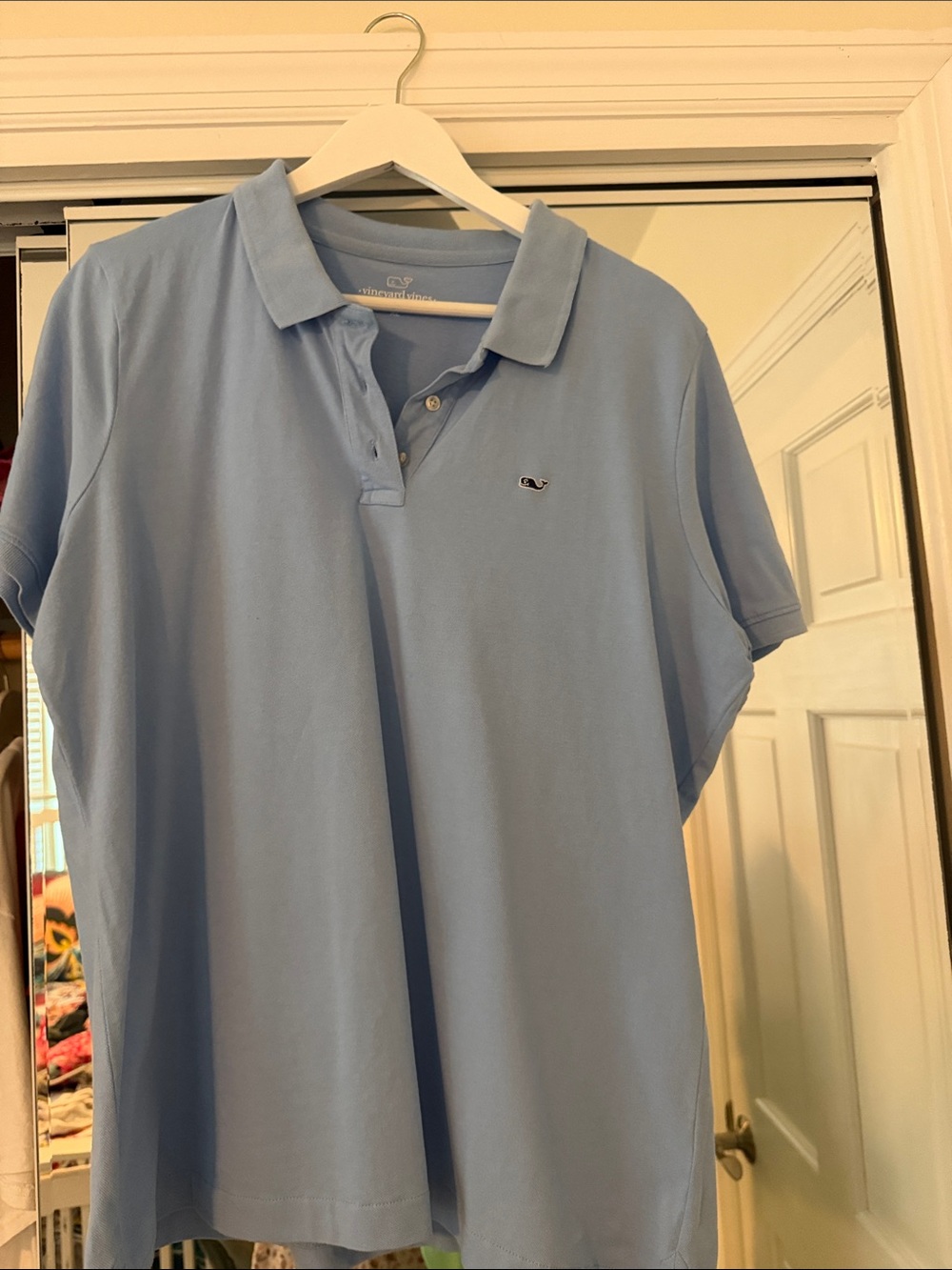Vineyard Vines Women’s Sky Blue Polo with Whale Logo